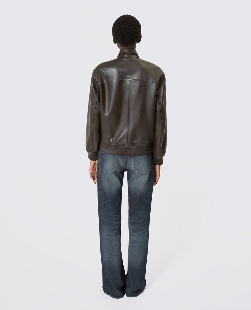The Kooples WOMEN CAFE brown leather zipped jacket