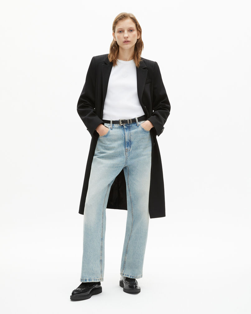 The Kooples FEMME BLACK manteau long en laine noire