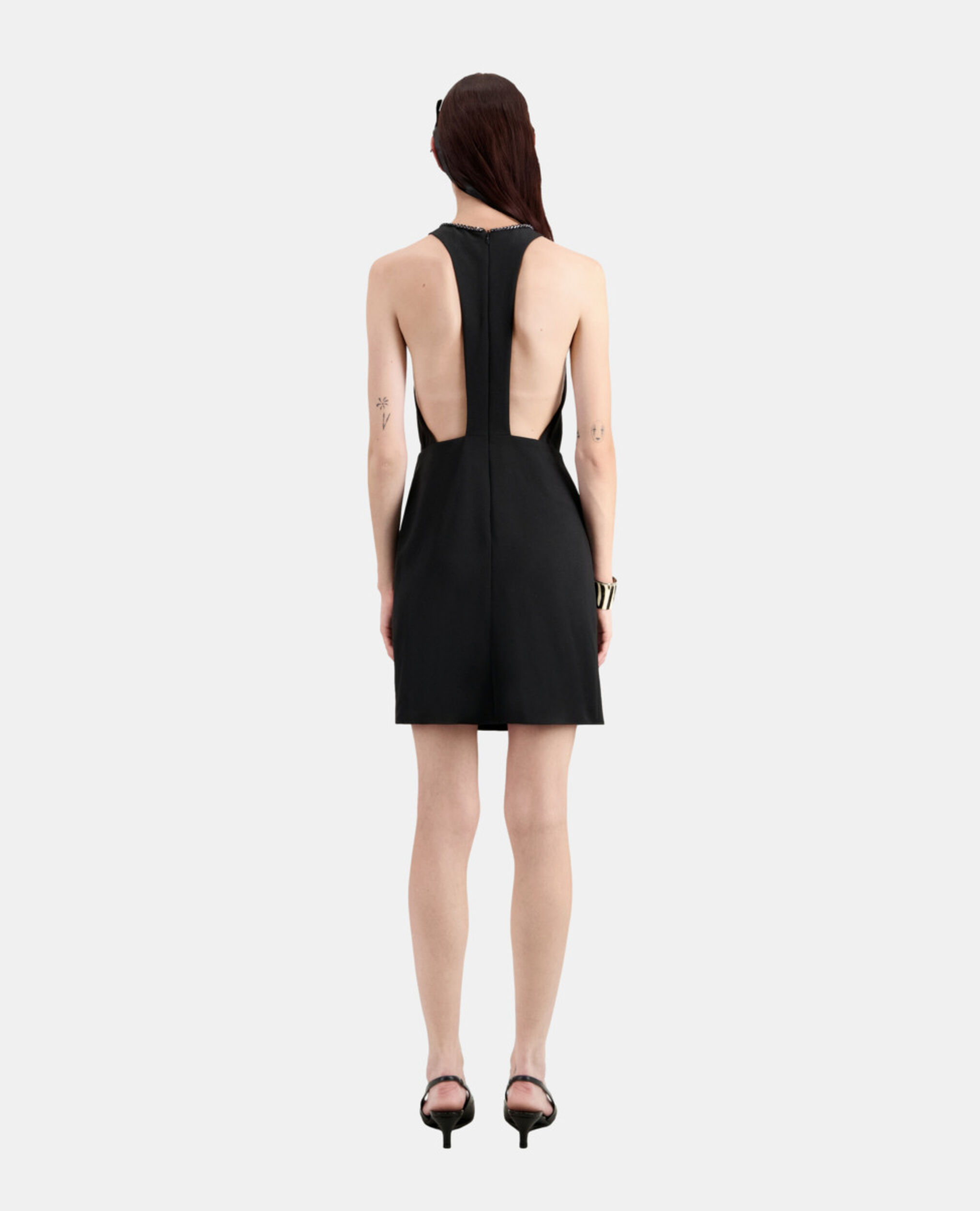Short black crepe dress, BLACK, hi-res image number null
