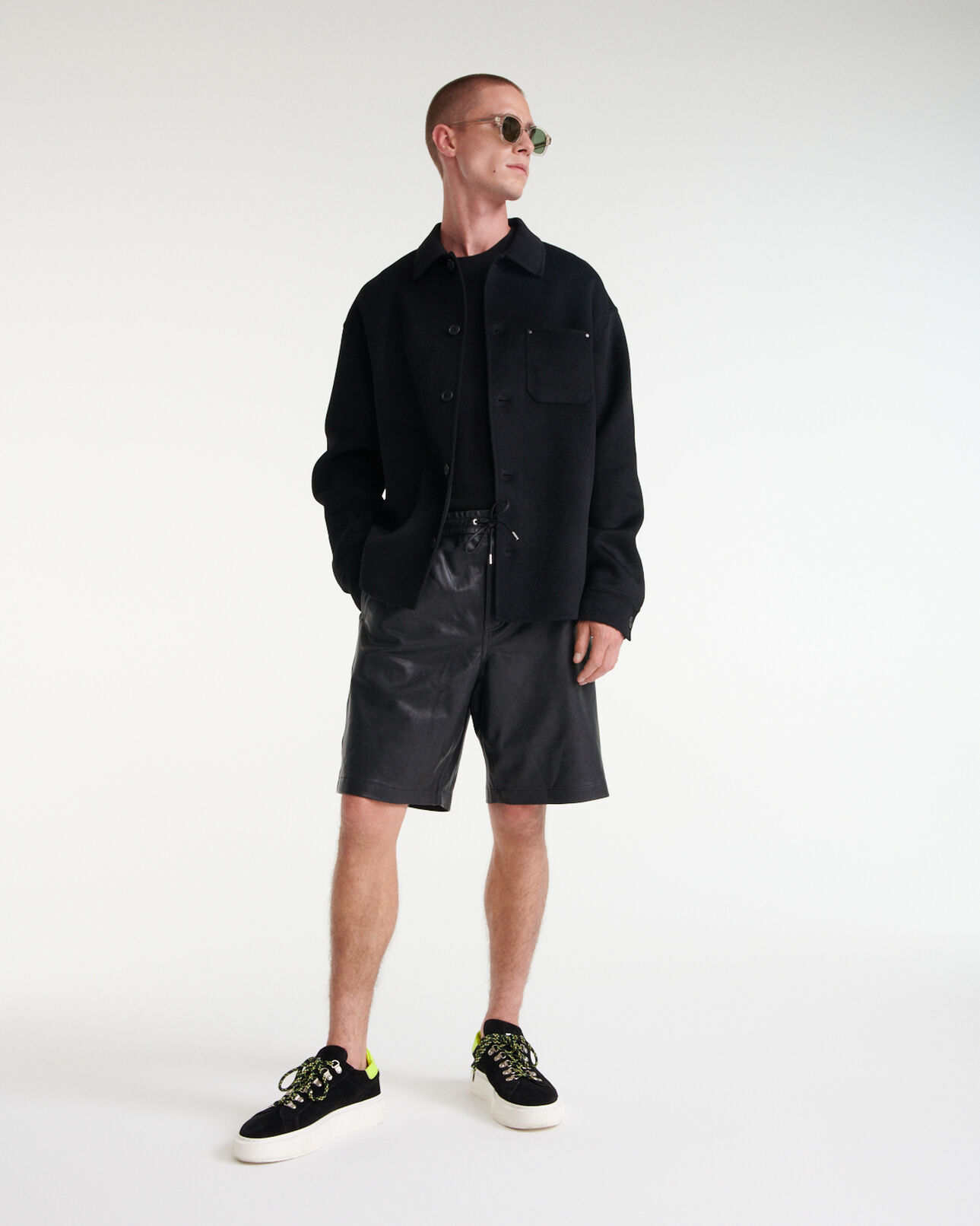 The Kooples HOMME BLACK chemise laine noir double face droite