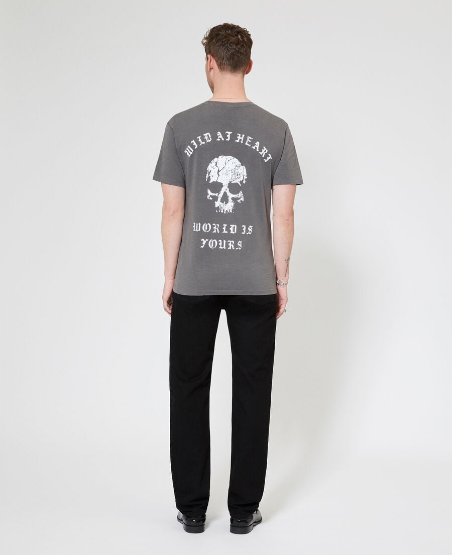 The Kooples HOMME GREY MELANGE t-shirt avec s&eacute;rigraphie skull gris