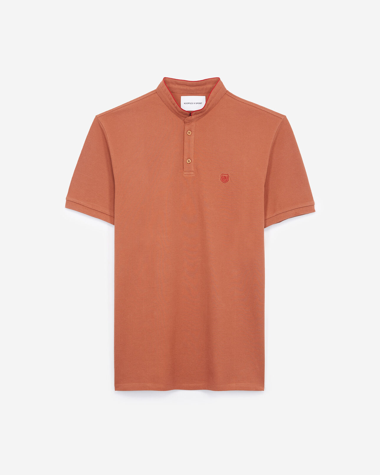 The Kooples H DARK PINK / KING RED slim-fit pink polo with officer collar