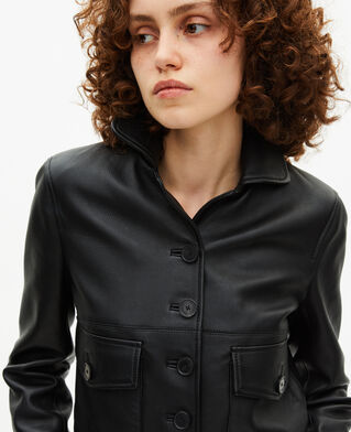 The Kooples WOMEN BLACK short black leather jacket