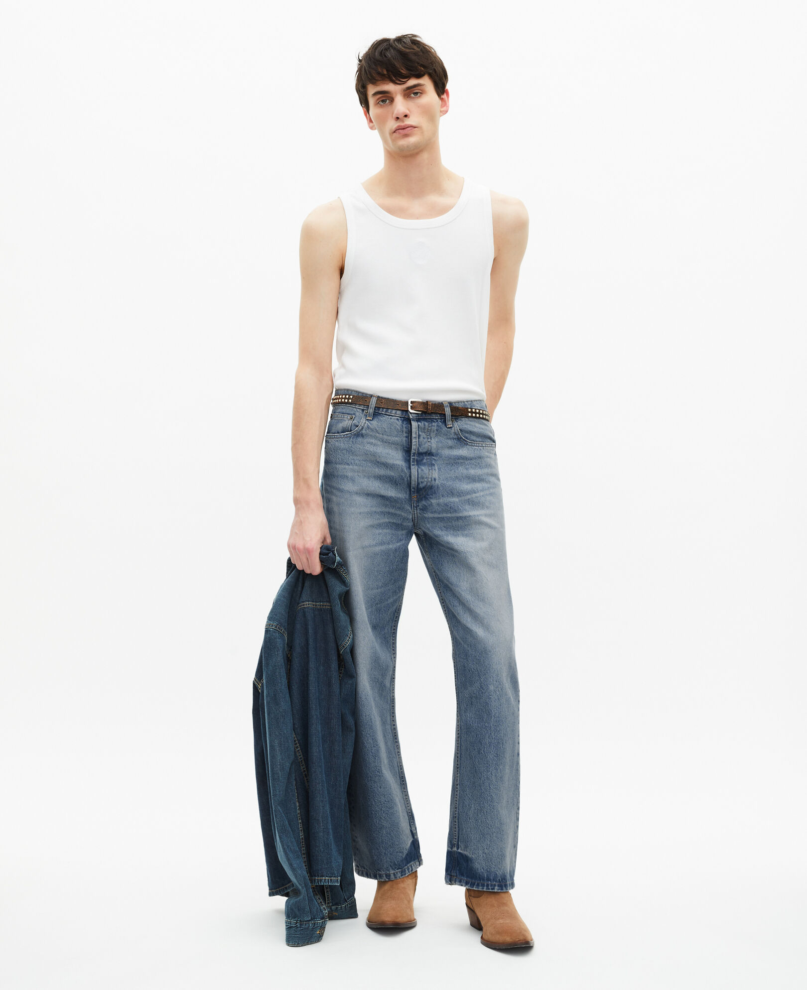The Kooples HERREN BABY BLUE blaue jeans mit geradem bein