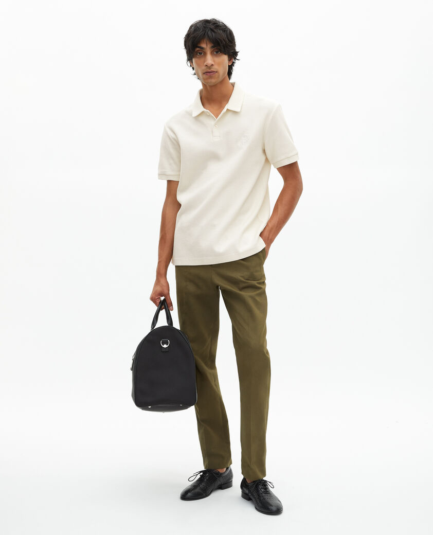 The Kooples HERREN ECRU poloshirt aus wabenstoff mit ungebleichtem wappen