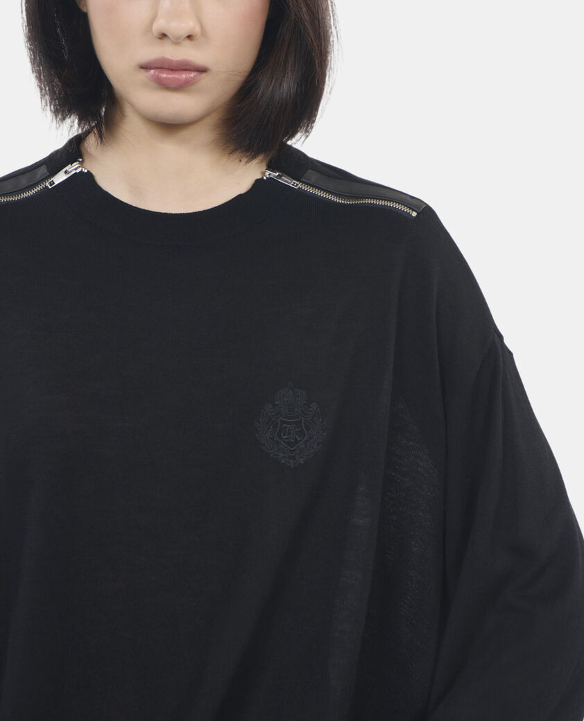 The Kooples FEMME BLACK pull en laine mérinos noir