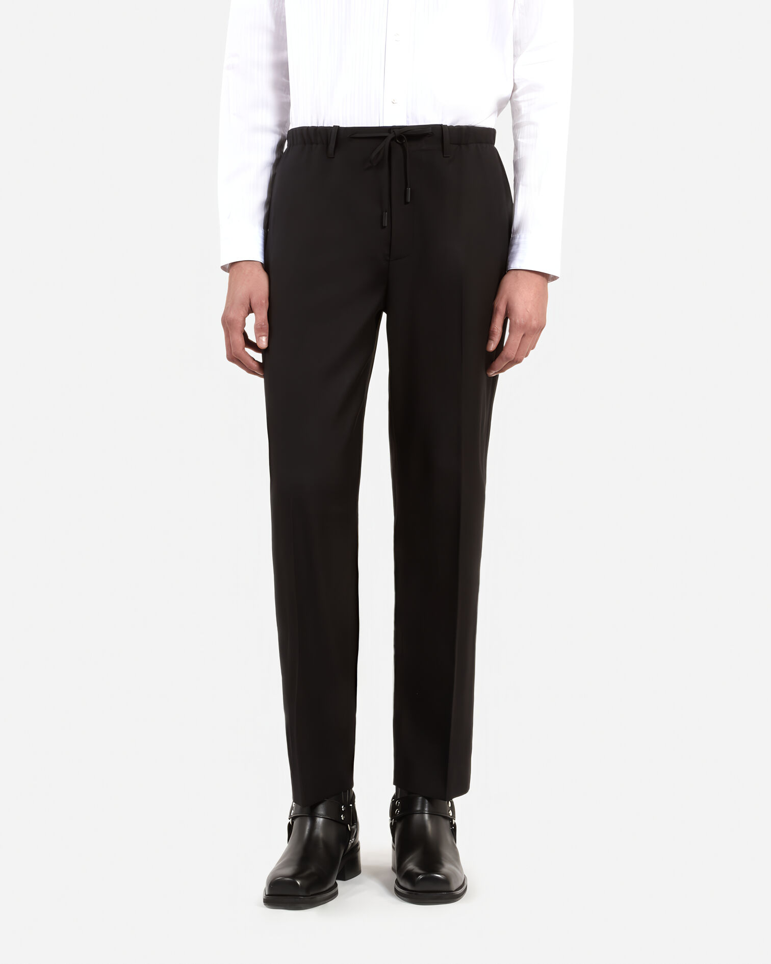 Black straight-leg pants, BLACK, hi-res image number null