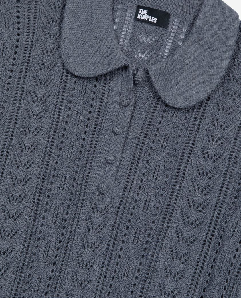 The Kooples MUJER ANTHRACITE jersey gris de lana merino de manga corta