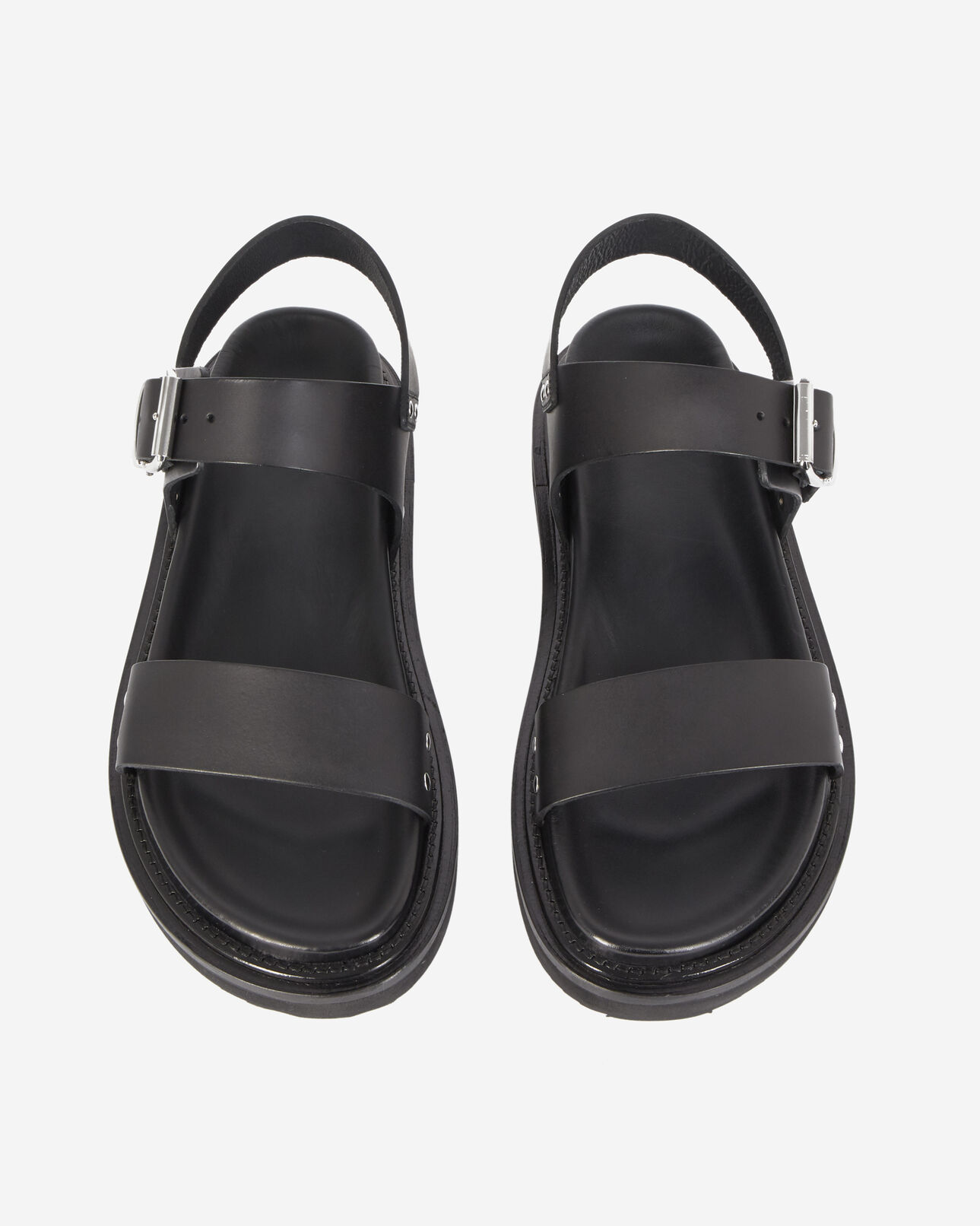 The Kooples HOMME BLACK sandales noires cuir à doubles brides
