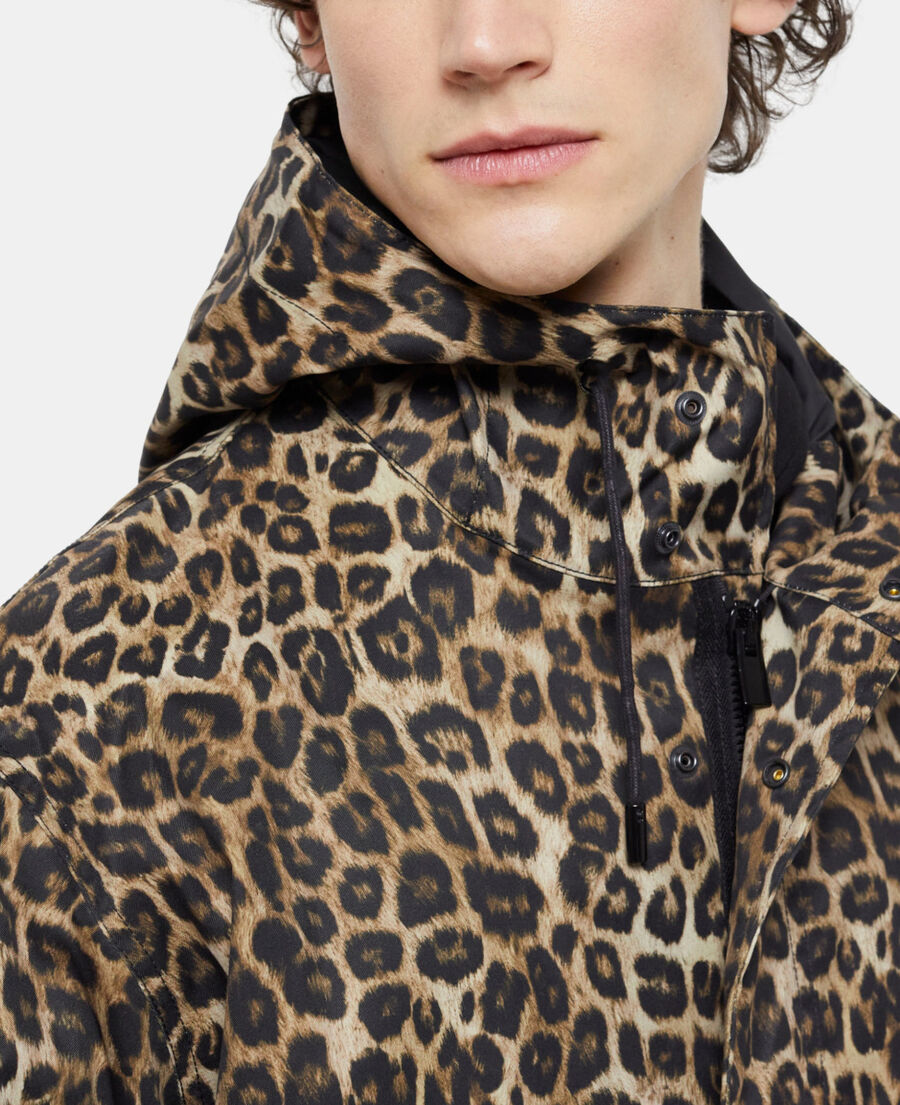 parka longue capuche léopard