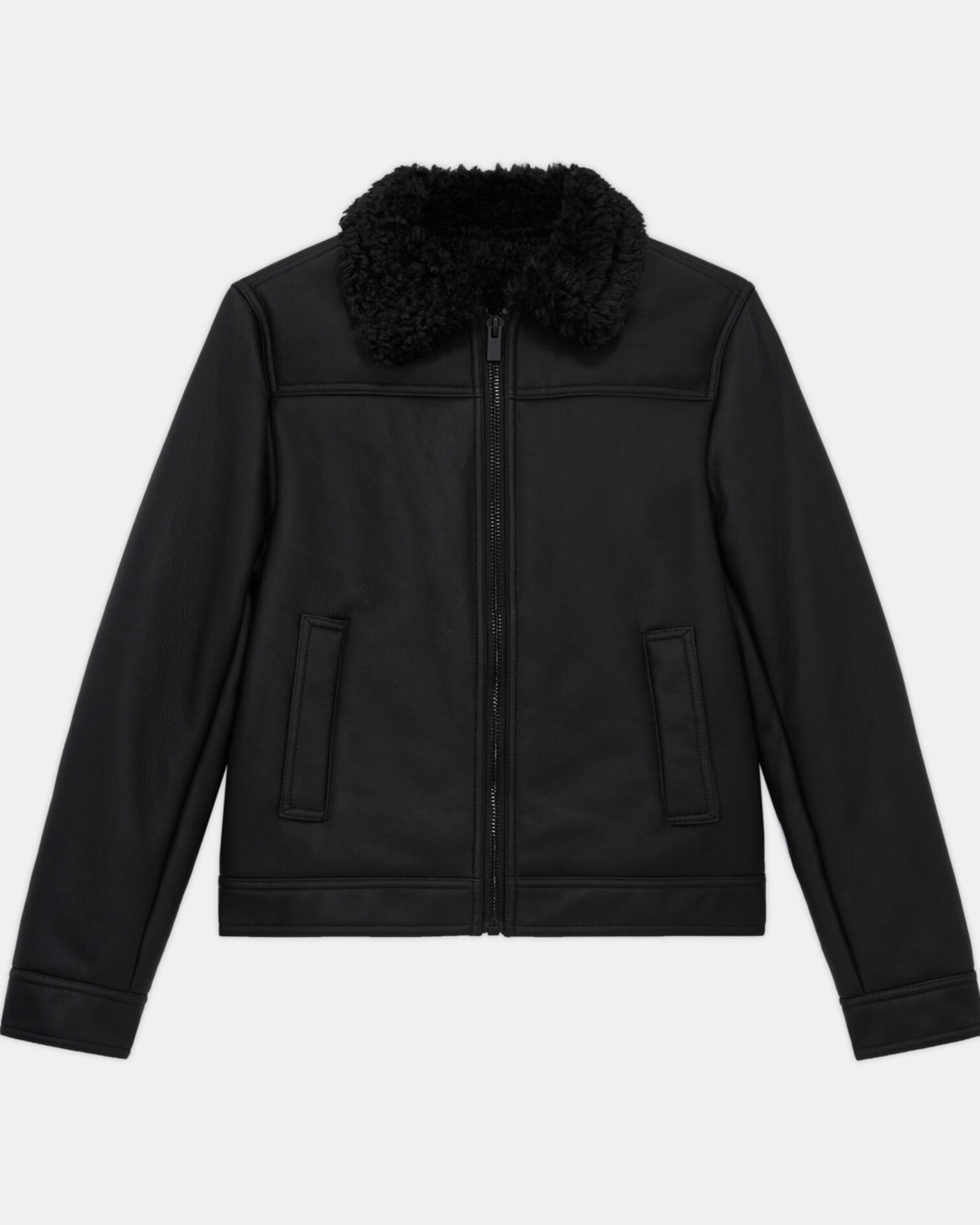 Black faux fur coat, BLACK, hi-res image number null