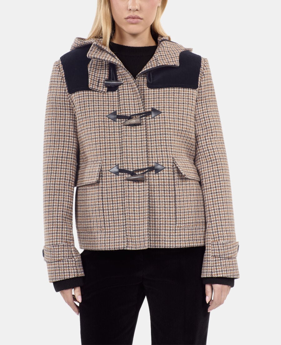 The Kooples DAMEN BEIGE-BROWN beige kapuzenjacke mit hahnentrittmuster