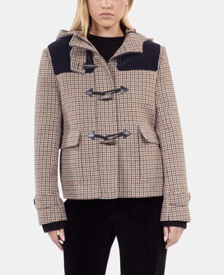 The Kooples DAMEN BEIGE-BROWN beige kapuzenjacke mit hahnentrittmuster