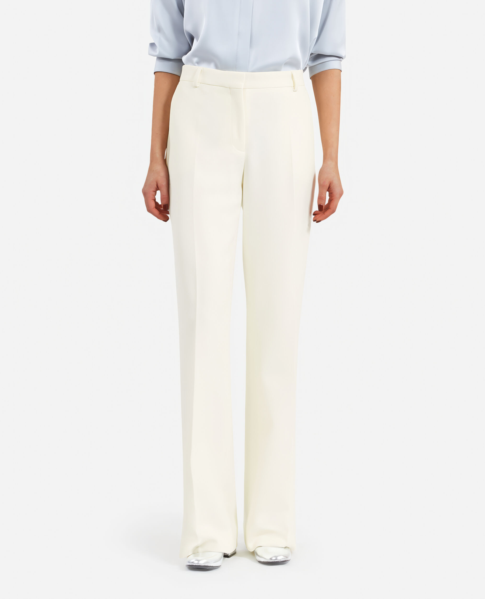 Ecru crepe suit trousers straight cut, ECRU, hi-res image number null