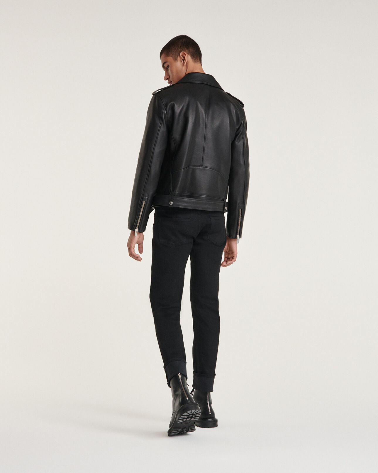 The Kooples HOMME BLACK blouson en cuir avec col amovible