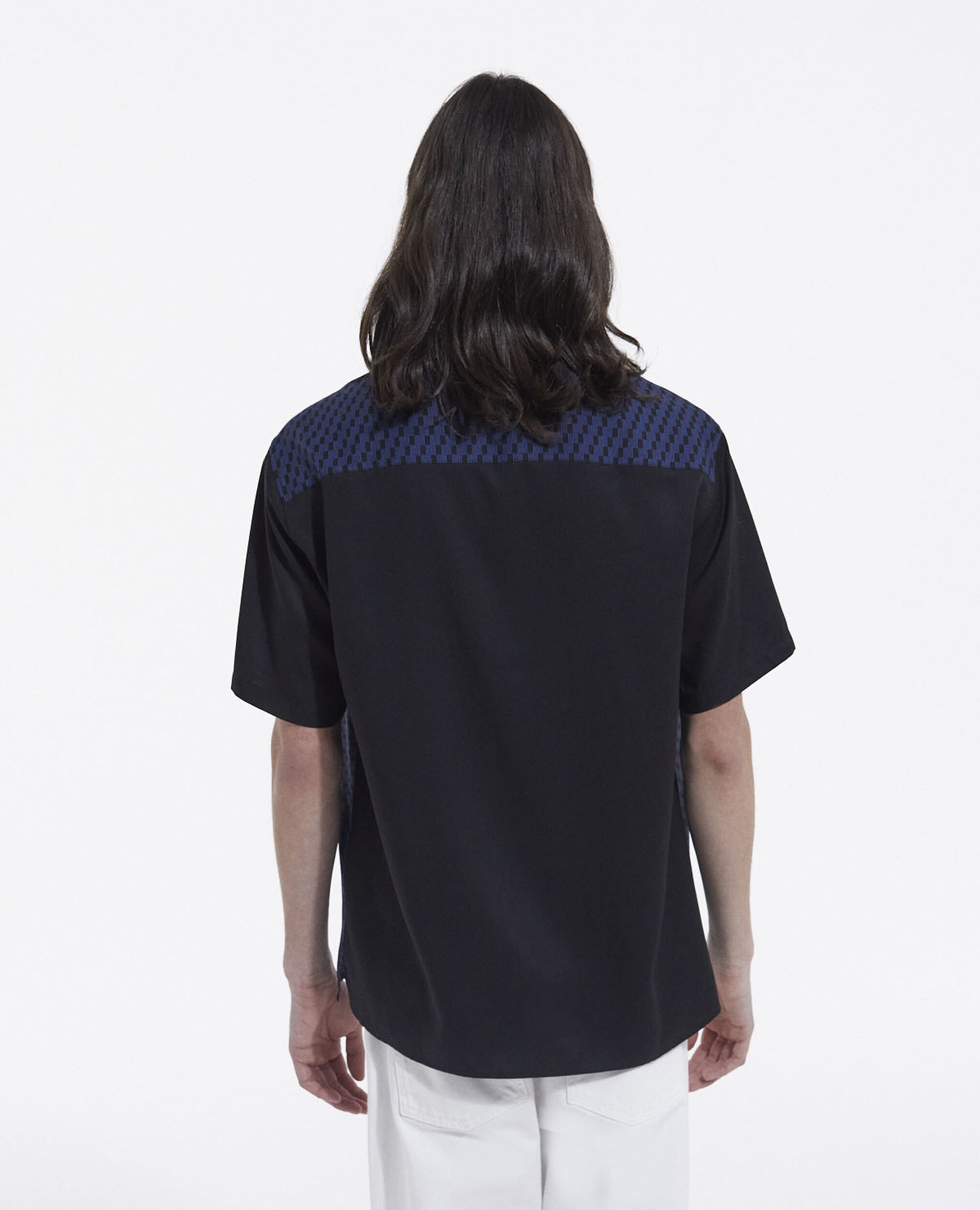 Chic black and blue shirt with short sleeves, BLACK BLUE, hi-res image number null