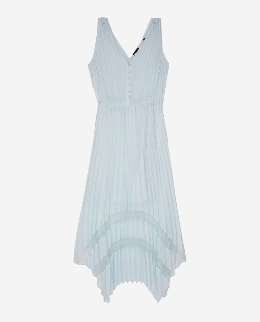 The Kooples FEMME BABY BLUE robe longue avec plissage bleue clair et plumetis