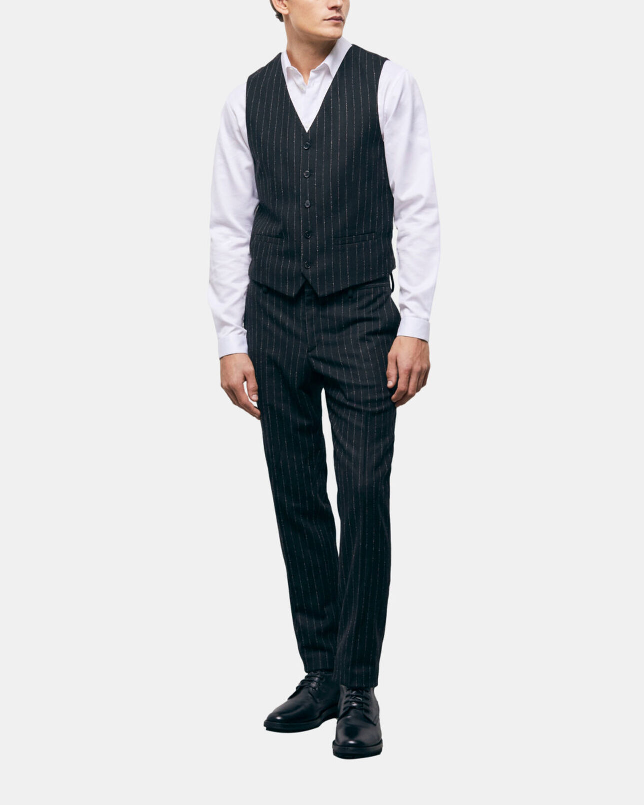 The Kooples H BLACK WHITE striped suit vest