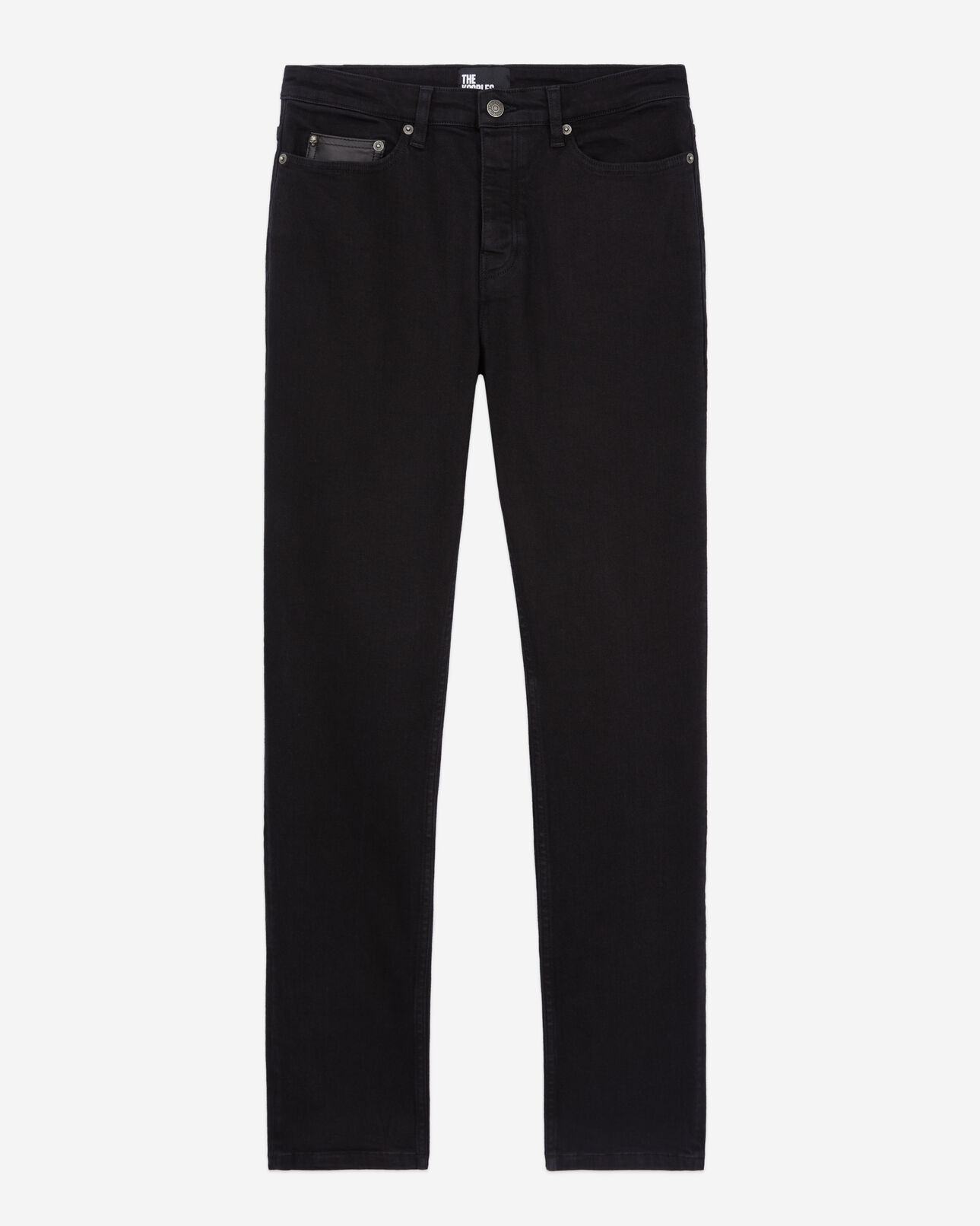 The Kooples HOMME BLACK jean noir slim avec poche en cuir