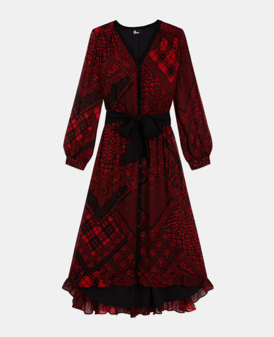 long red printed dress