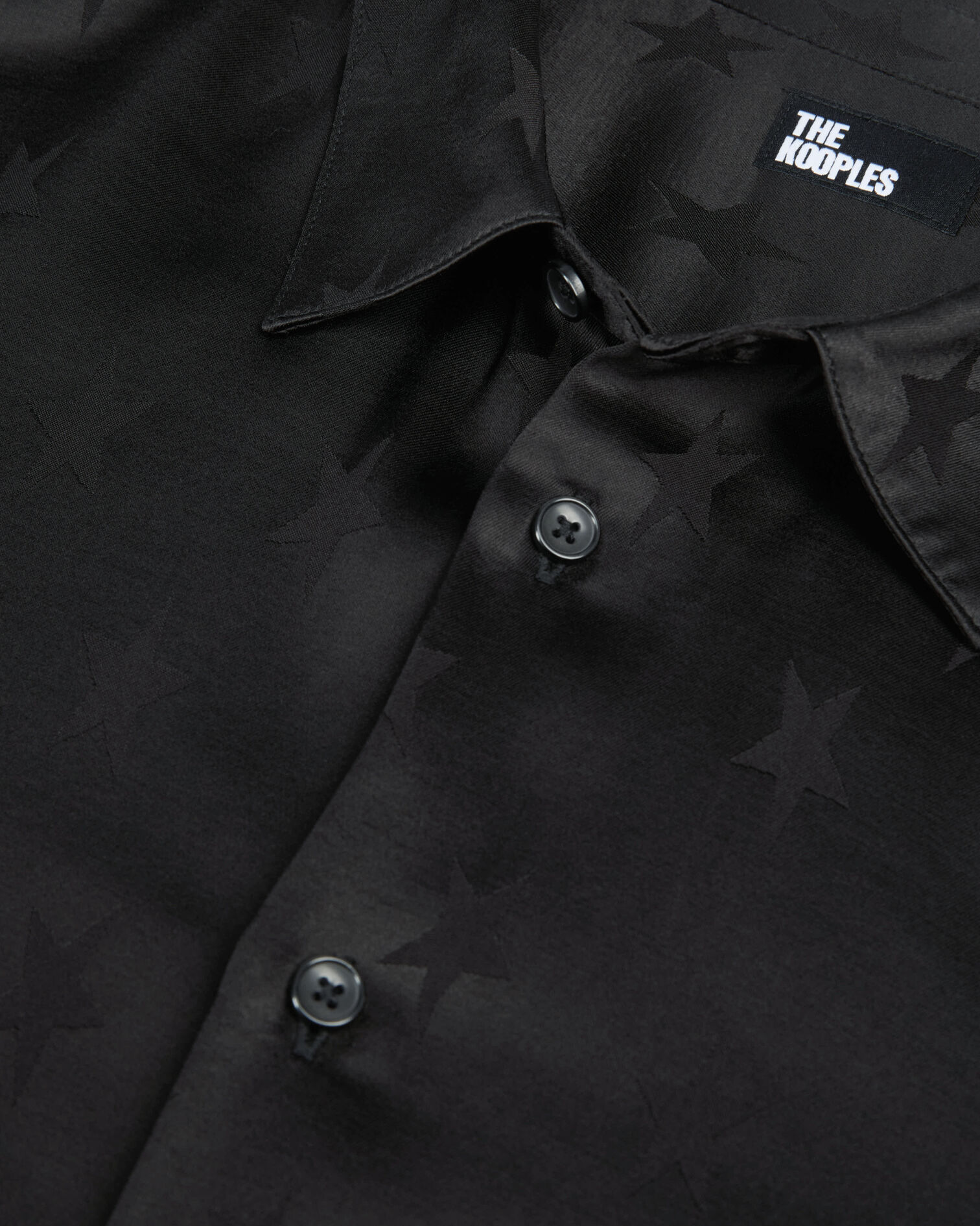 Black jacquard shirt with stars, BLACK, hi-res image number null