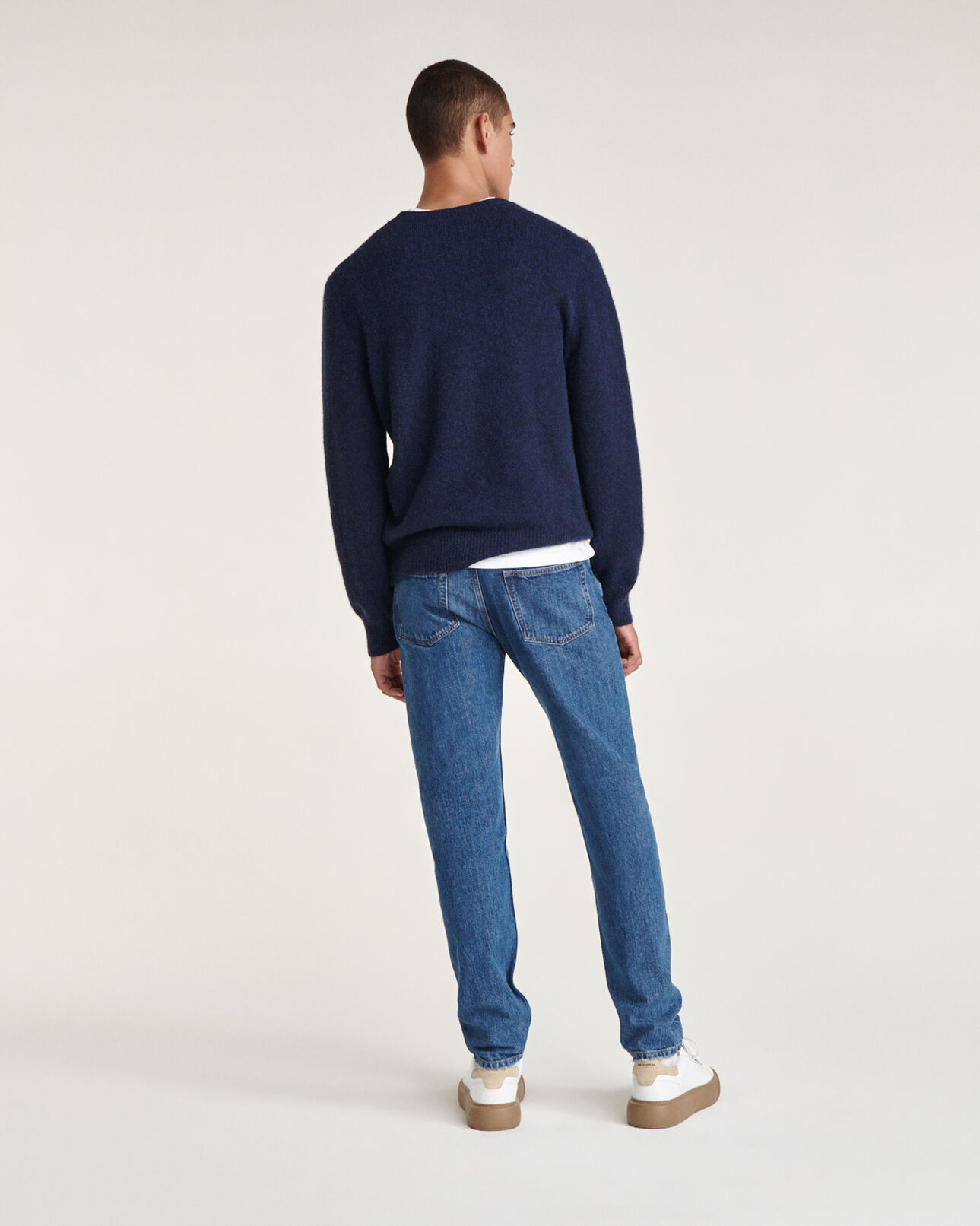 The Kooples MEN DARK NAVY navy blue alpaca wool crew neck sweater