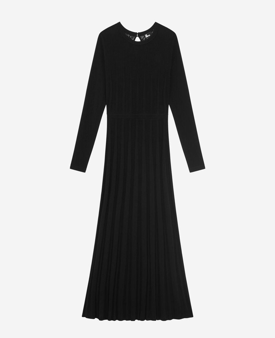 The Kooples F BLACK mesh maxi dress with black lace