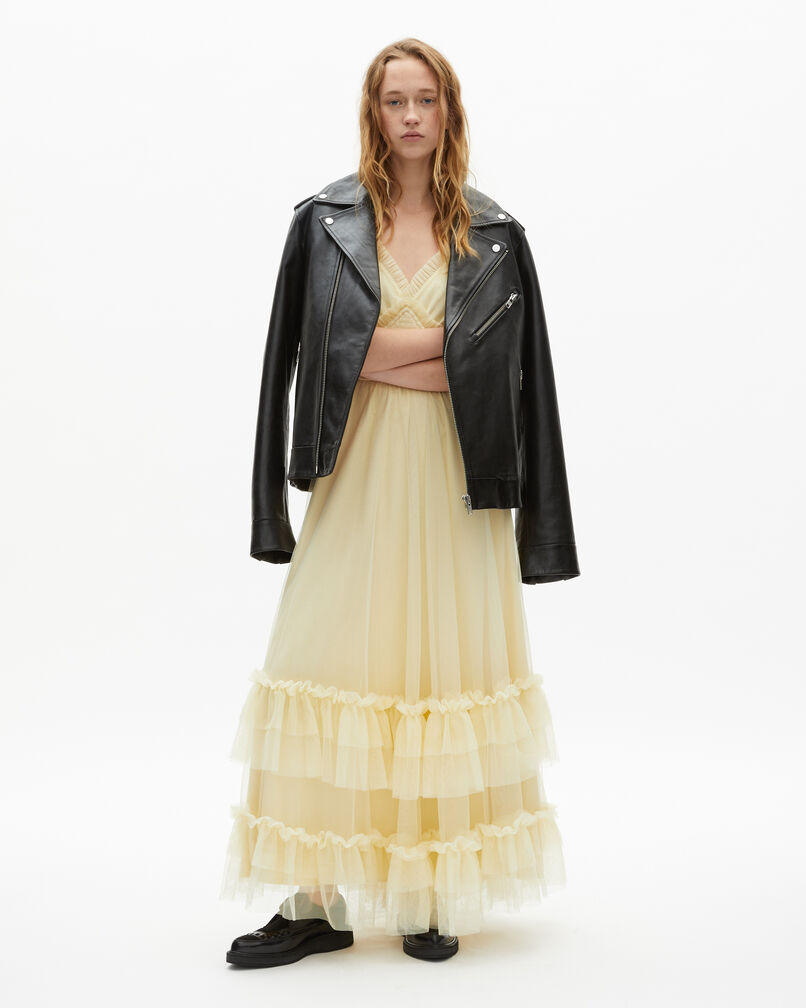 The Kooples FEMME LIGHT YELLOW robe longue en tulle jaune