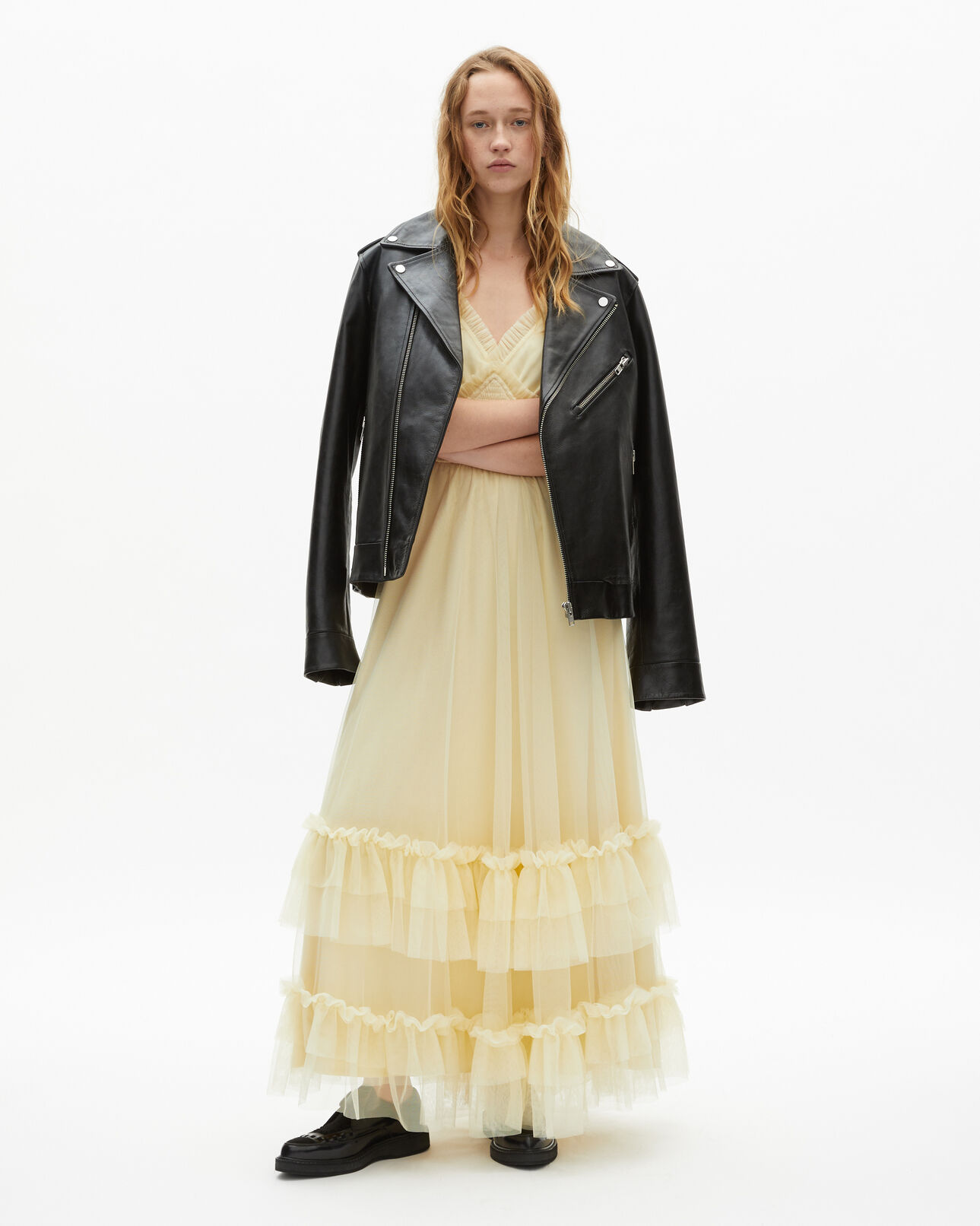 The Kooples WOMEN LIGHT YELLOW long yellow tulle dress