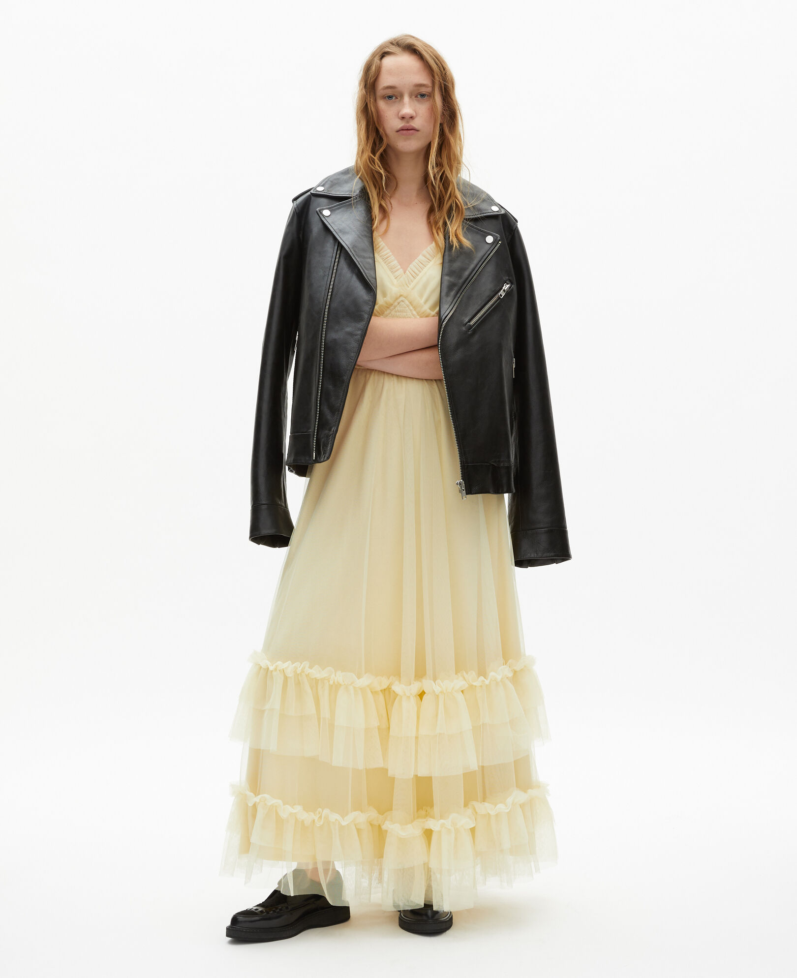 The Kooples WOMEN LIGHT YELLOW long yellow tulle dress
