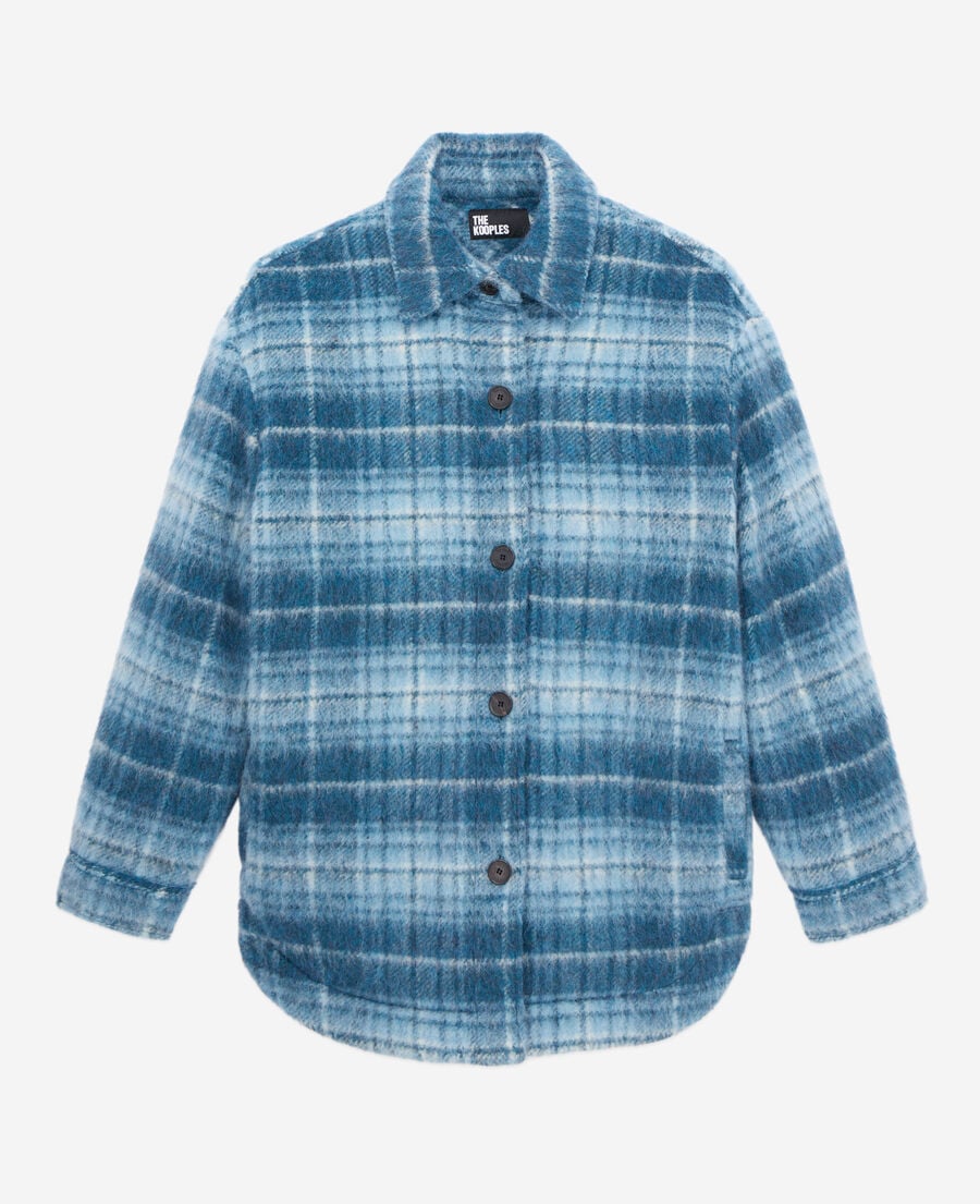 The Kooples FEMME BLUE BEIGE blouson style surchemise à carreaux bleus