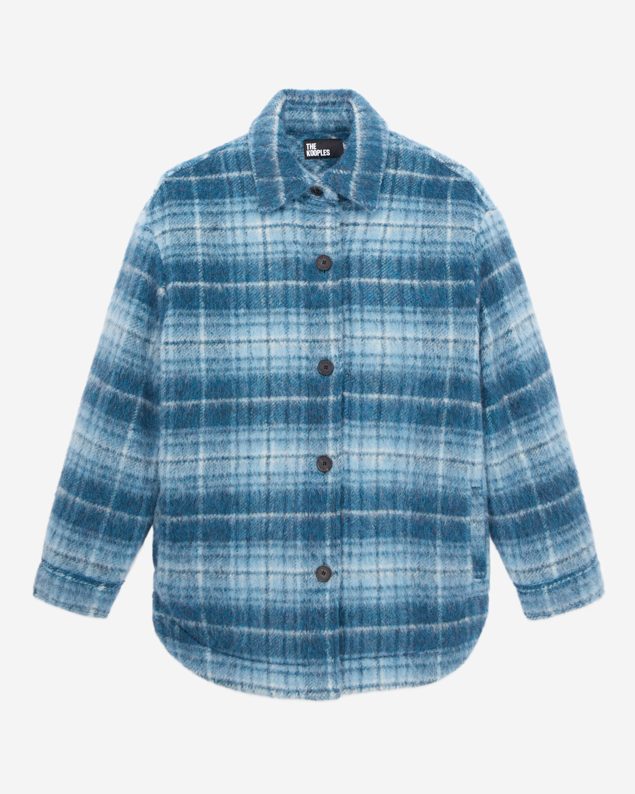 The Kooples WOMEN BLUE BEIGE overshirt style jacket with blue checks