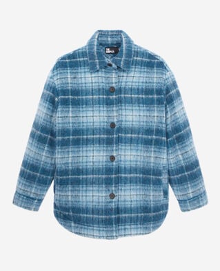 The Kooples FEMME BLUE BEIGE blouson style surchemise à carreaux bleus