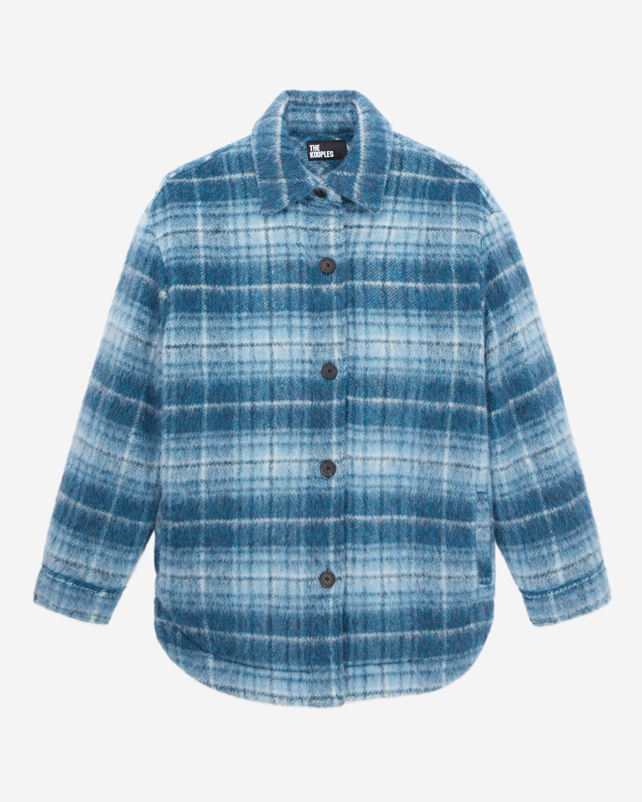 The Kooples WOMEN BLUE BEIGE overshirt style jacket with blue checks