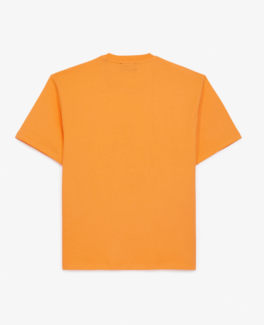 orange cotton t-shirt with tone-on-tone embroidery