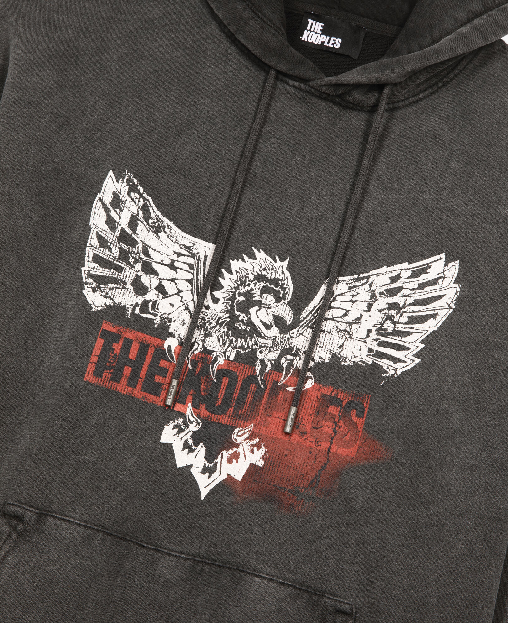The Kooples MEN BLACK black screen print hooded sweatshirt