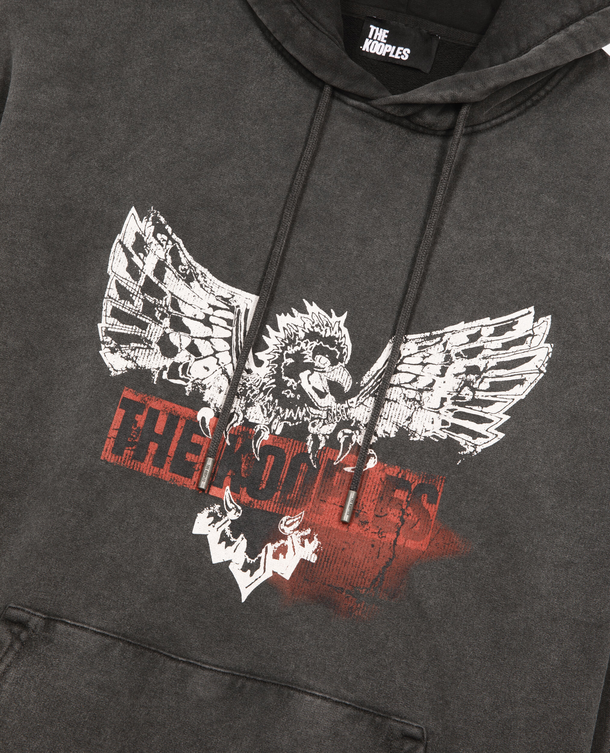 Black screen print hooded sweatshirt, BLACK, hi-res image number null