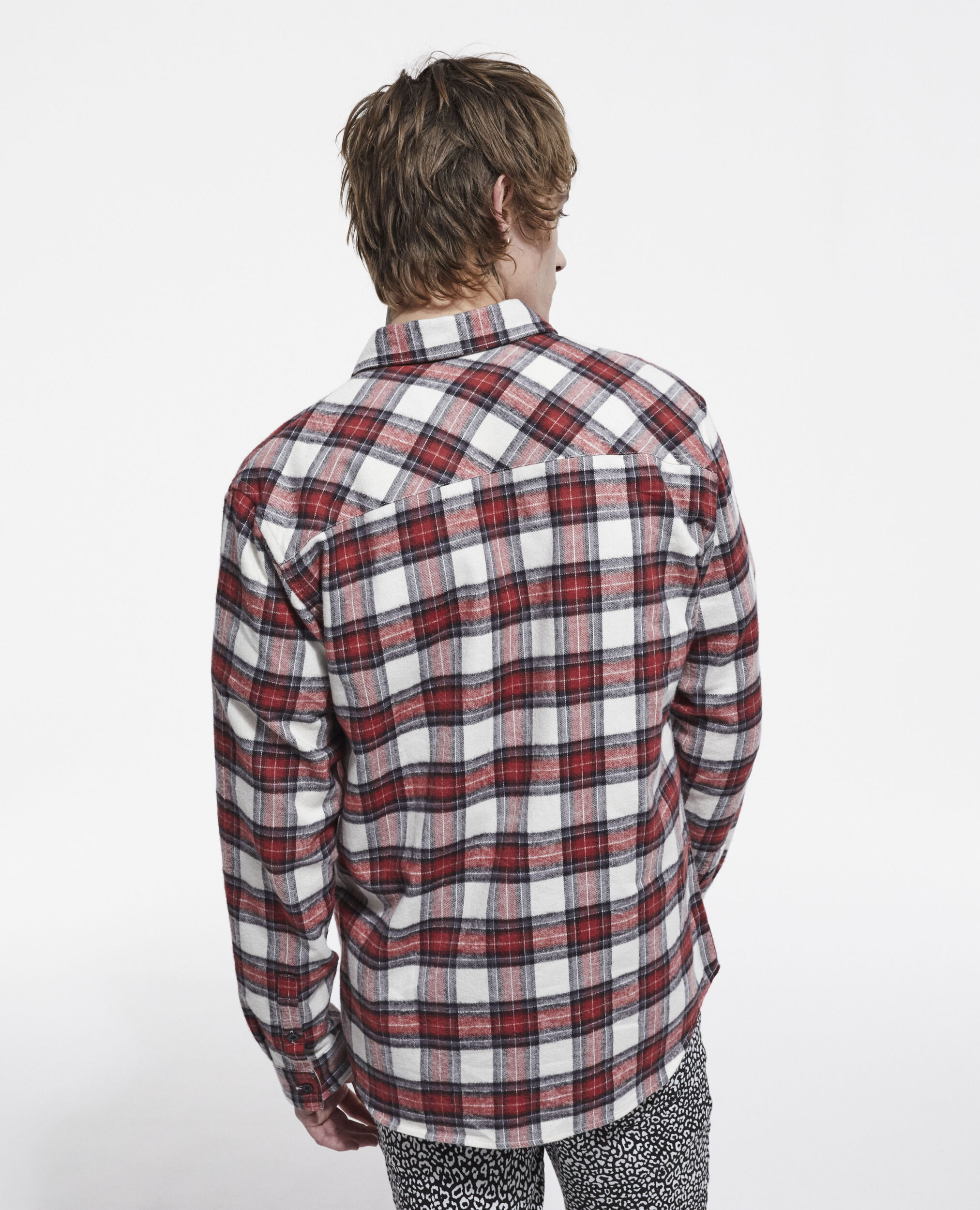 Overshirt with classic collar and check motif, RED, hi-res image number null