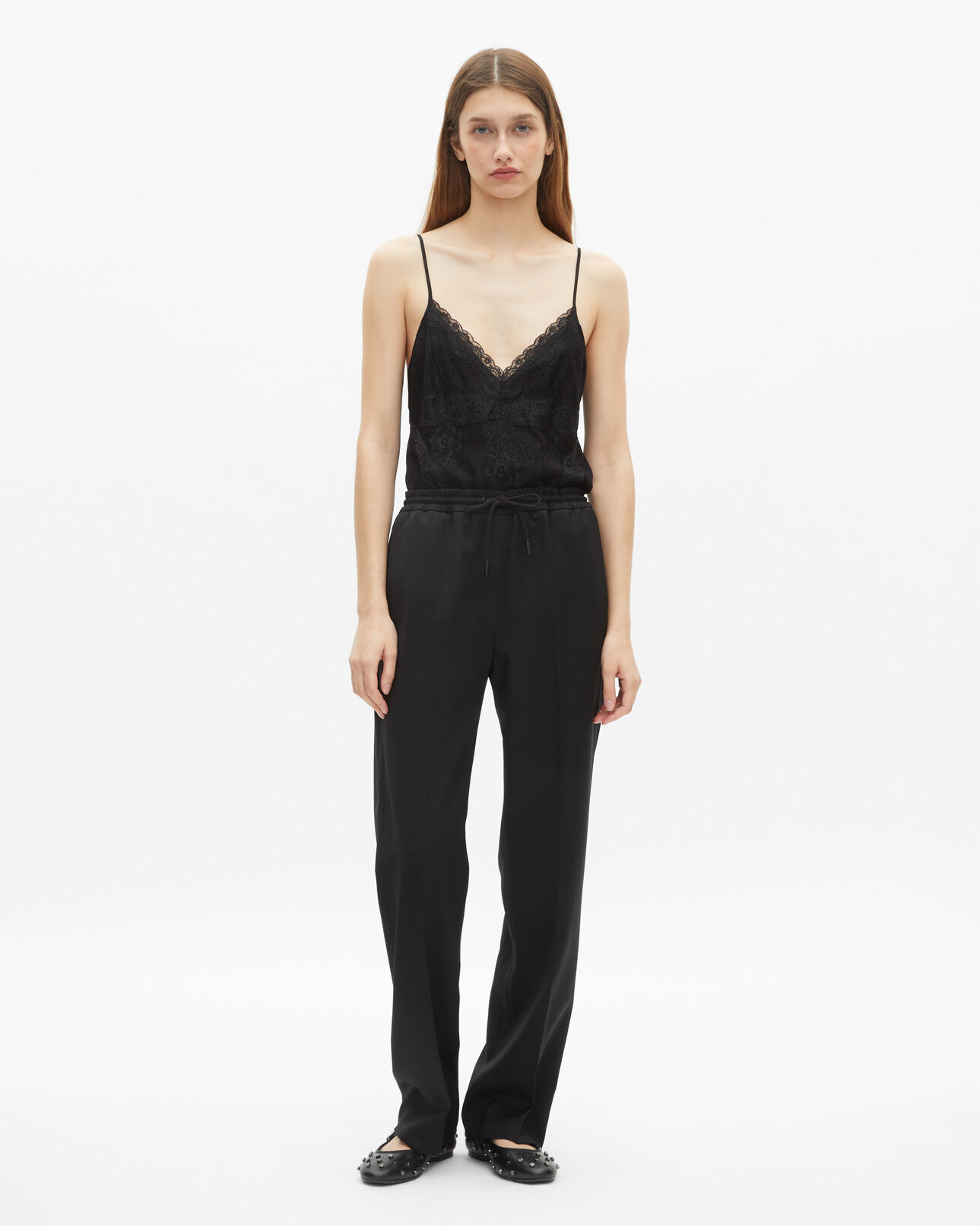 The Kooples WOMEN BLACK straight-cut black wool pants