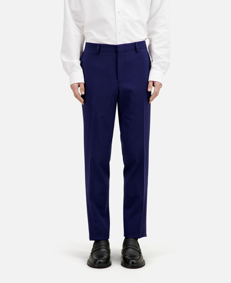 bright blue wool suit trousers