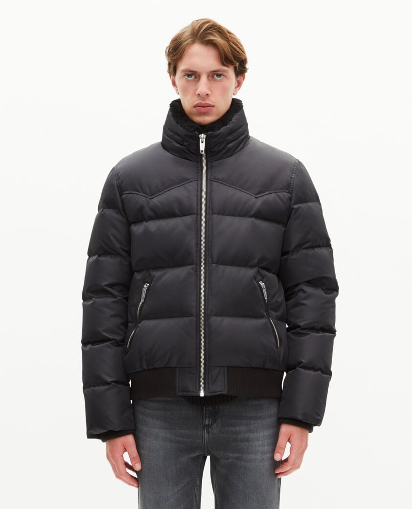 The Kooples HOMBRE STONE chaqueta de plumas con cuello efecto pelo gris