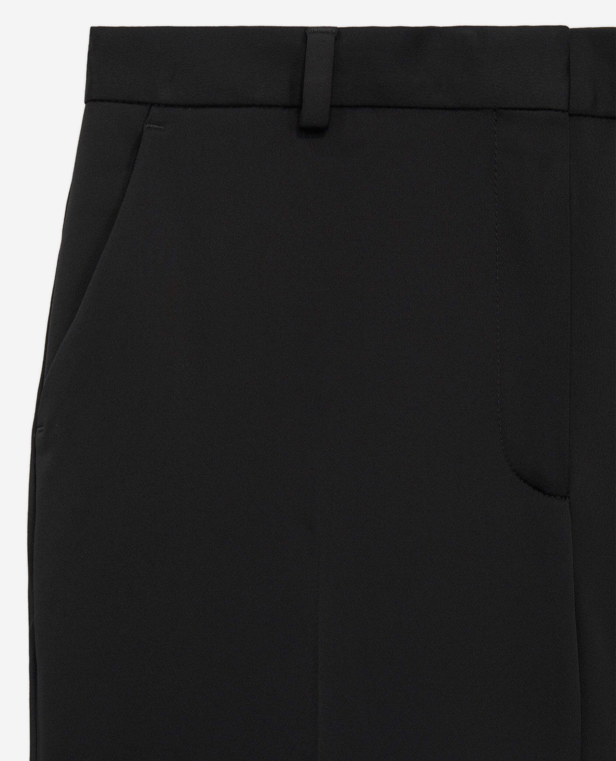 Pantalon tailleur noir satiné, BLACK, hi-res image number null