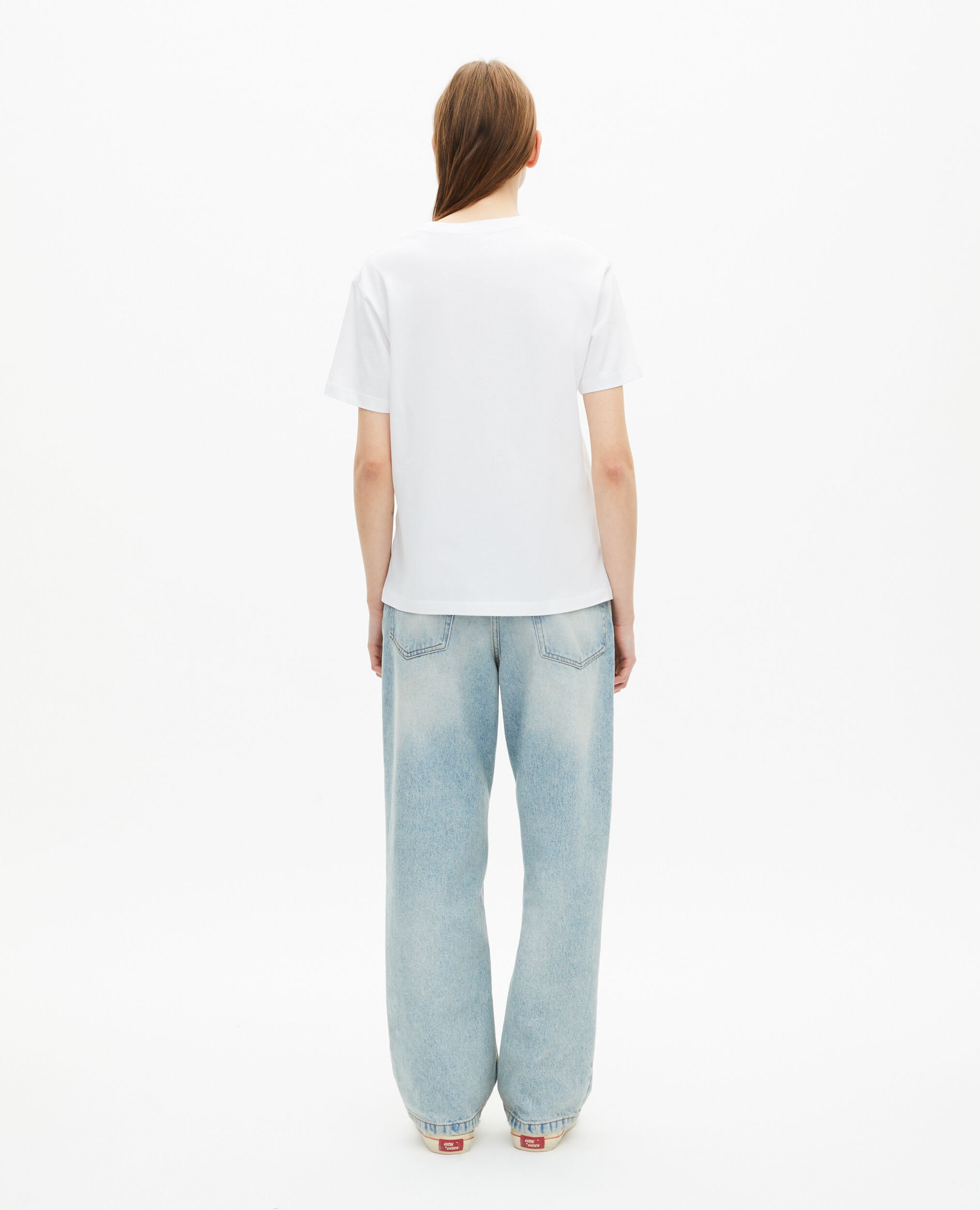 T-shirt avec broderie logo blanc, WHITE, hi-res image number null