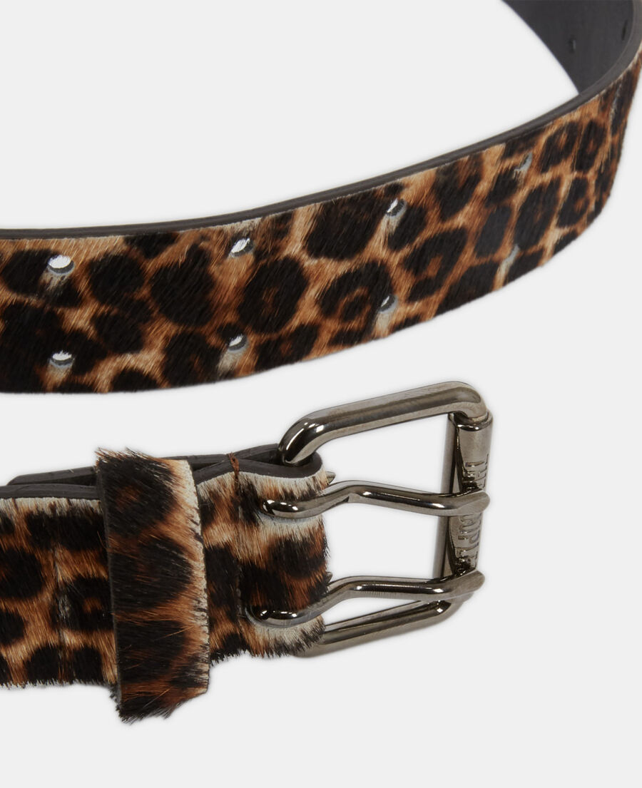 leopard print leather belt