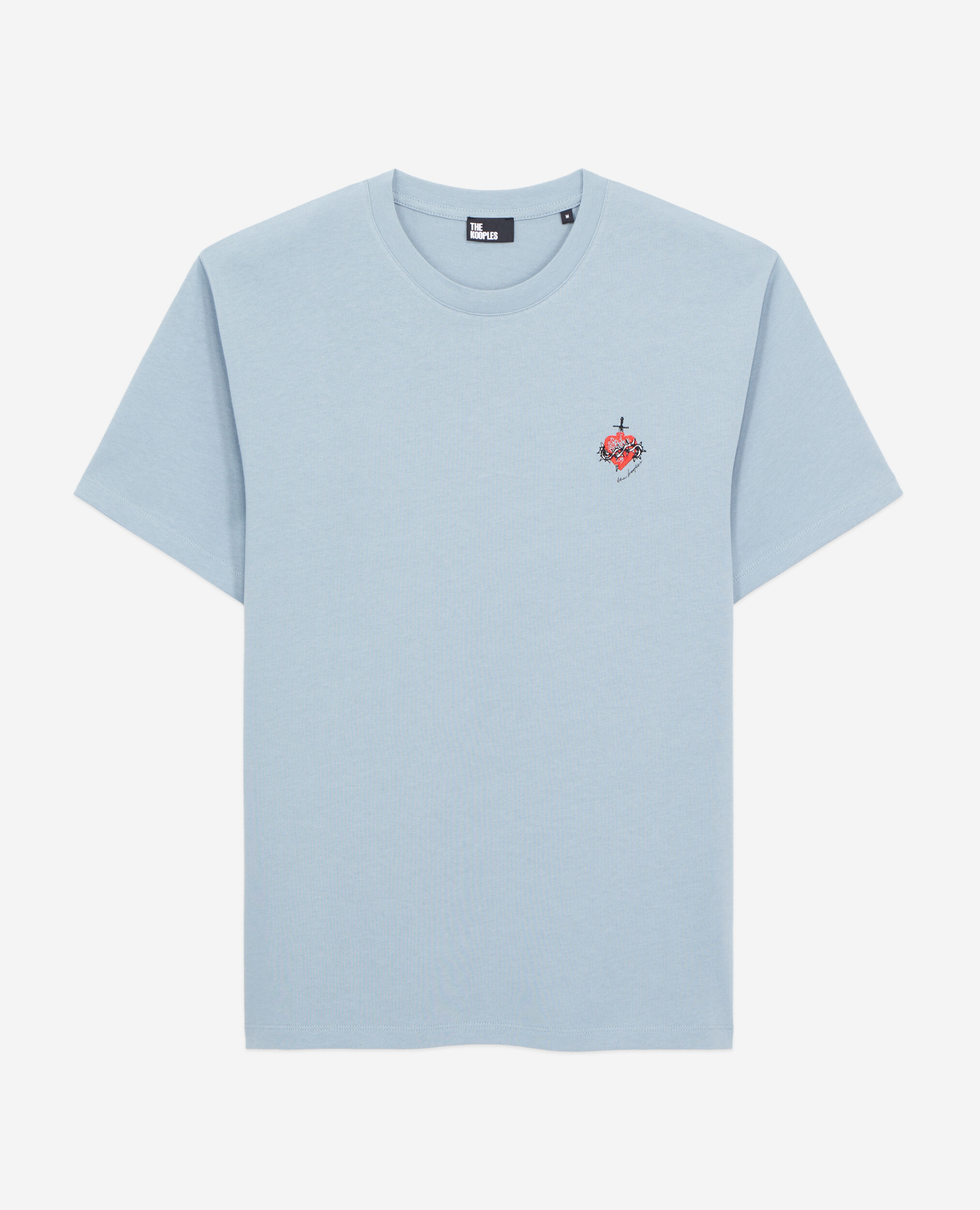 Blaues T-Shirt mit Stickerei, BLUE GREY, hi-res image number null