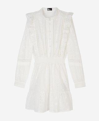 The Kooples DAMEN WHITE kurzes, wei&szlig;es kleid mit englischer stickerei