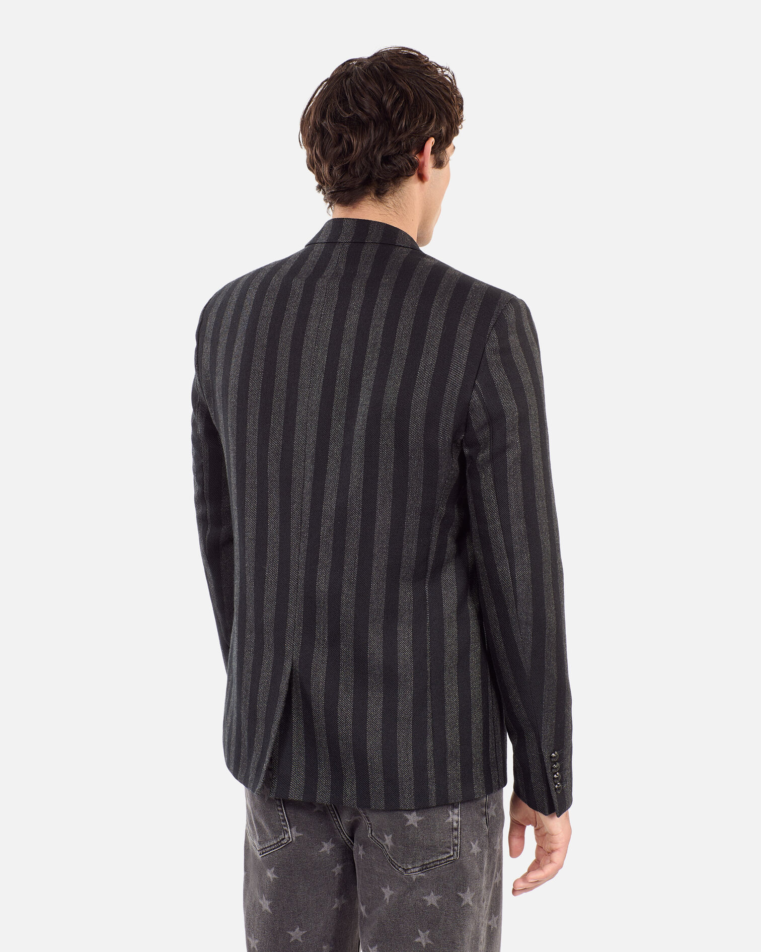 Striped wool blazer, BLACK GREY, hi-res image number null