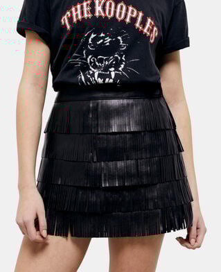 The Kooples WOMEN BLACK short black leather skirt