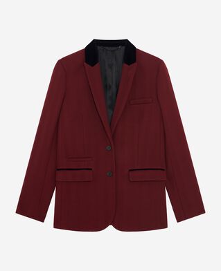 The Kooples FEMME WINE RED veste avec col velours bordeaux