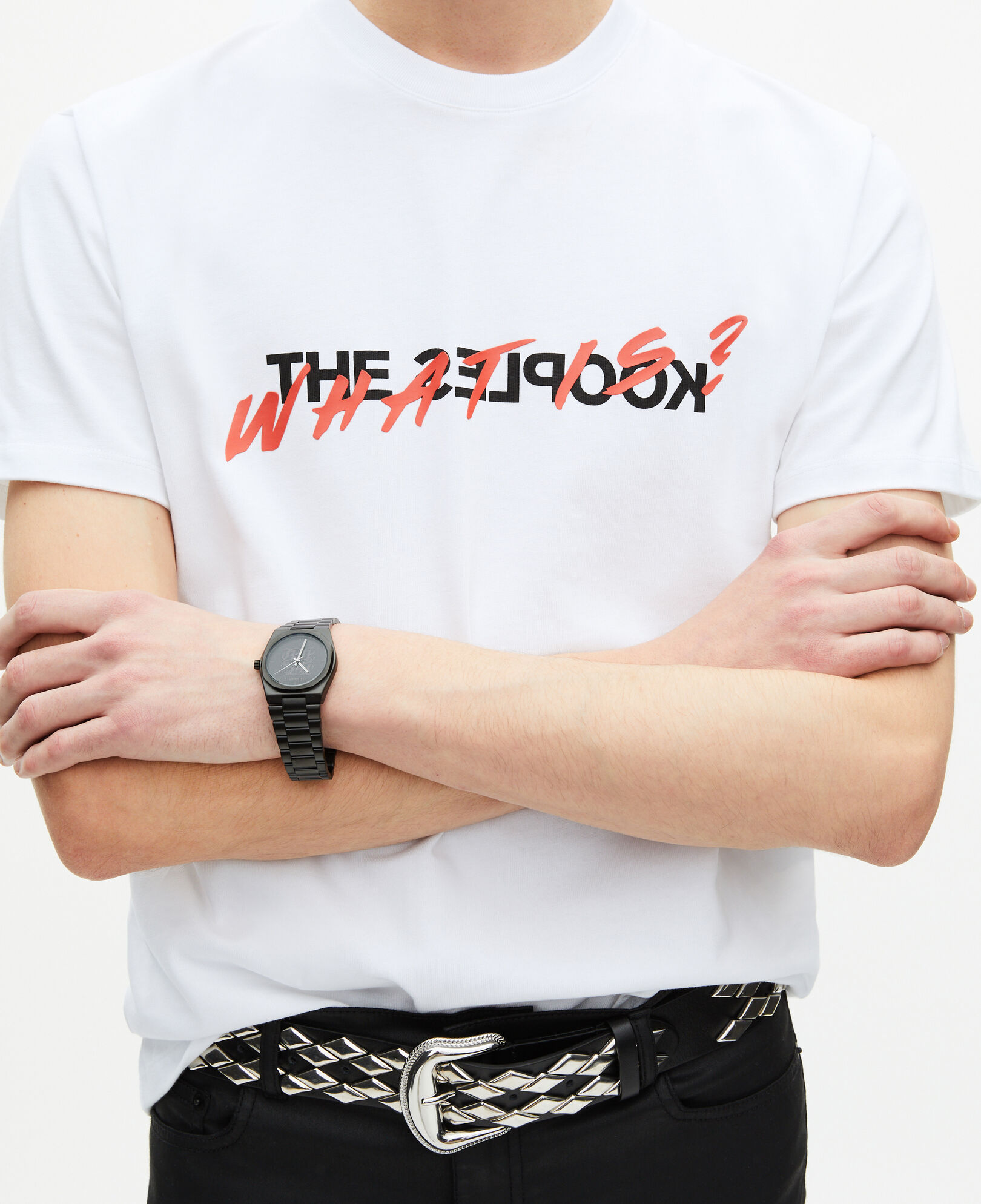 The Kooples HERREN WHITE weißes t-shirt „what is“ für herren